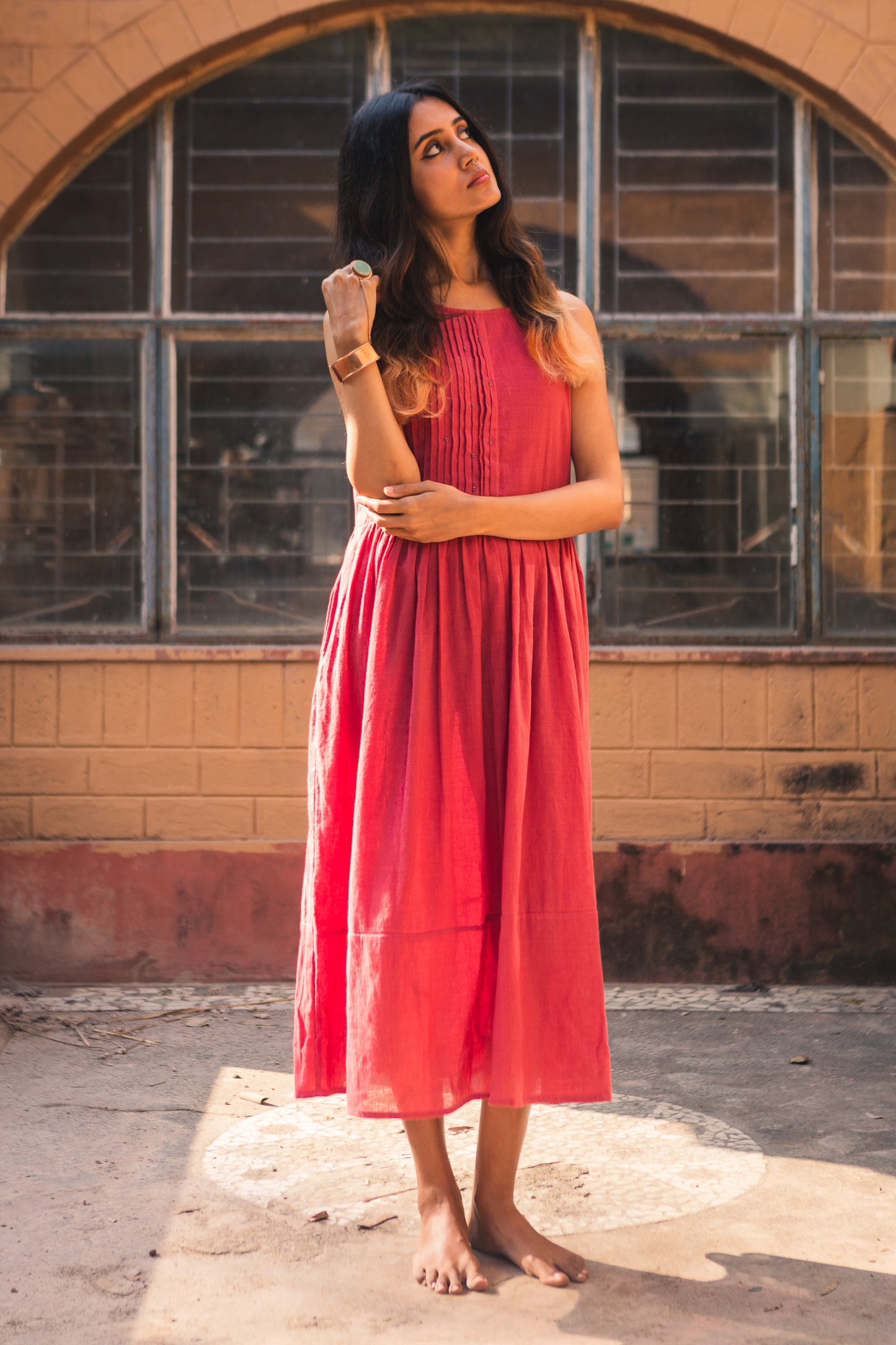 coral chandni dress