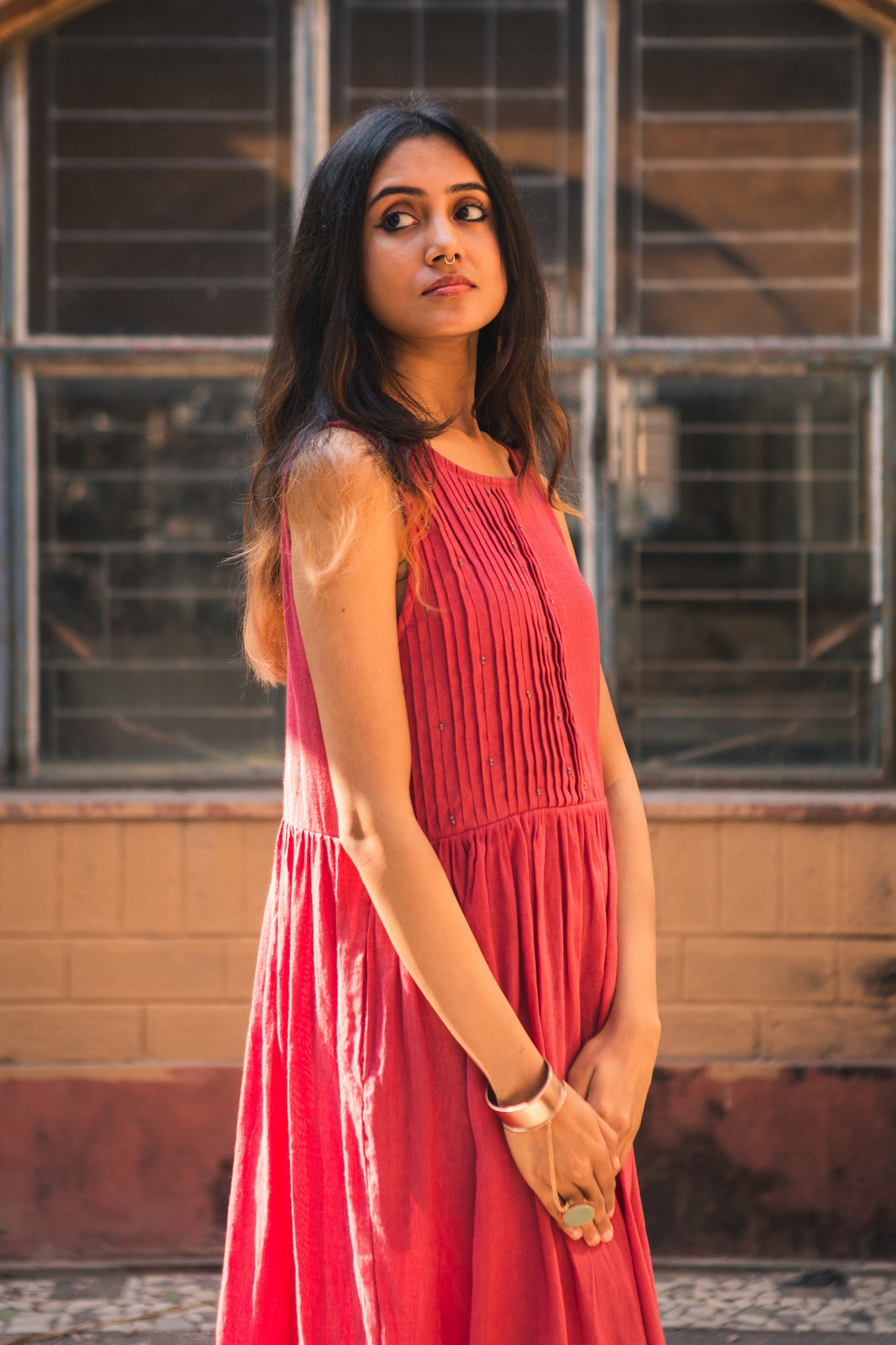 coral chandni dress