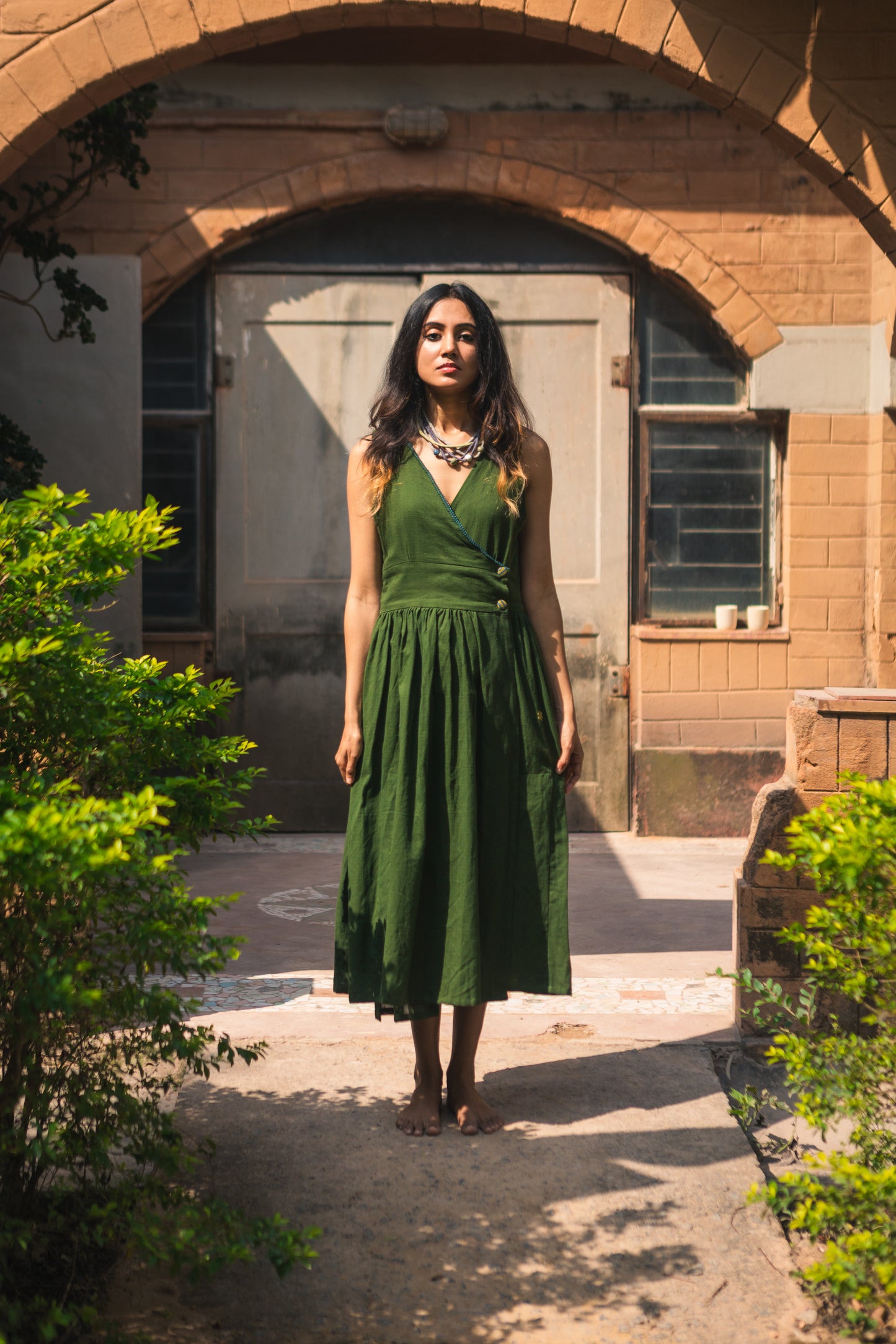 forest green angrakkha dress