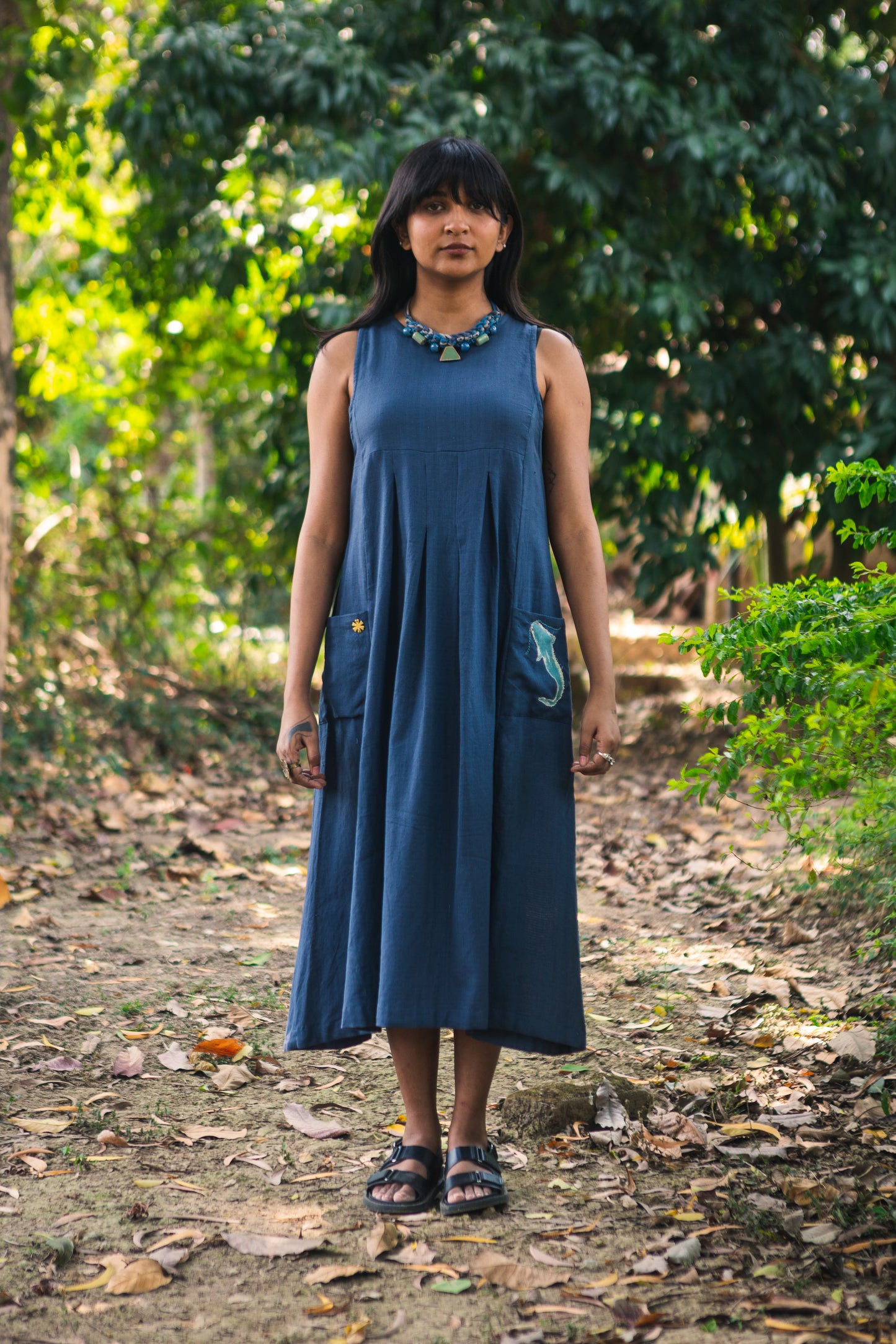 dusty blue shift dress