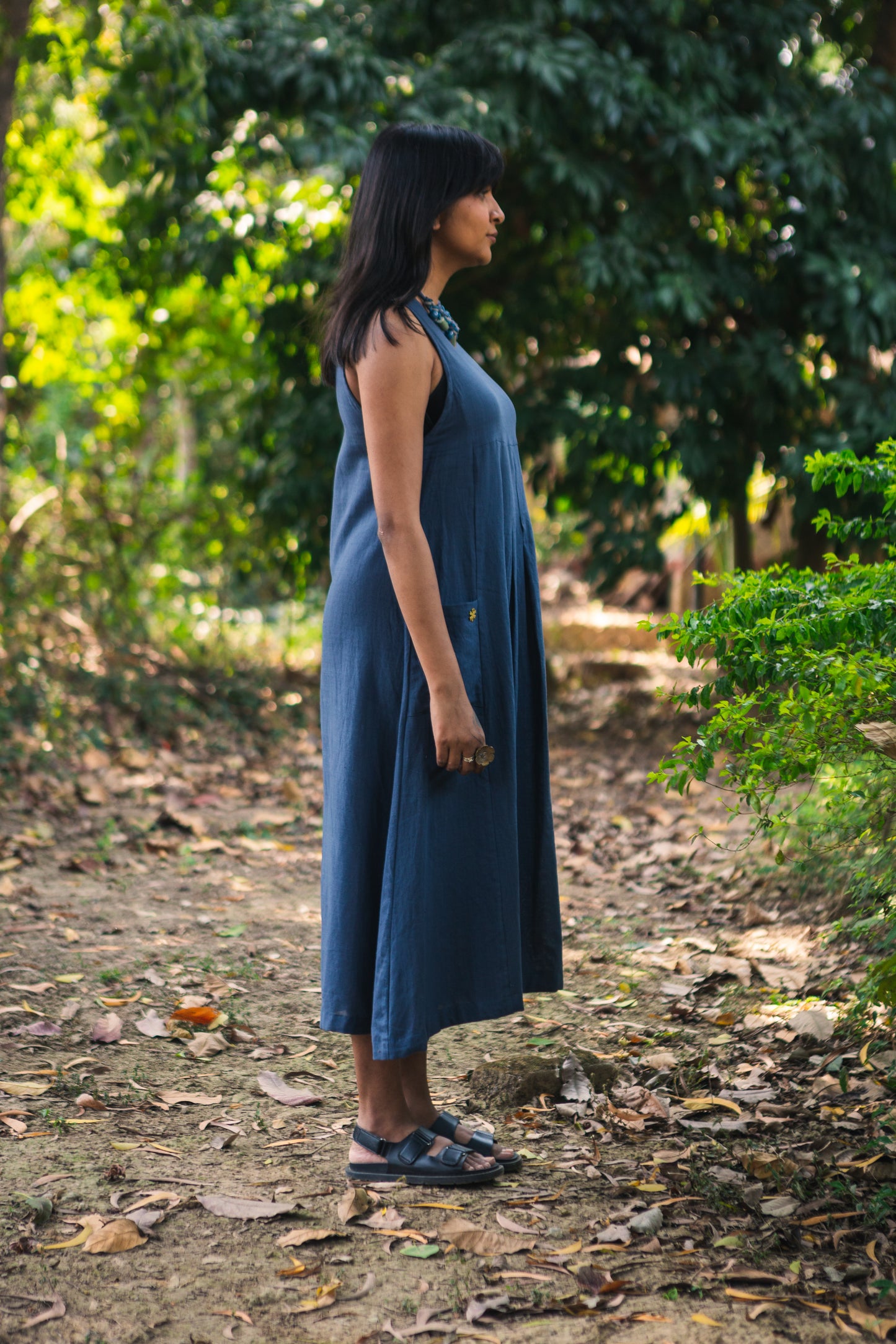 dusty blue shift dress