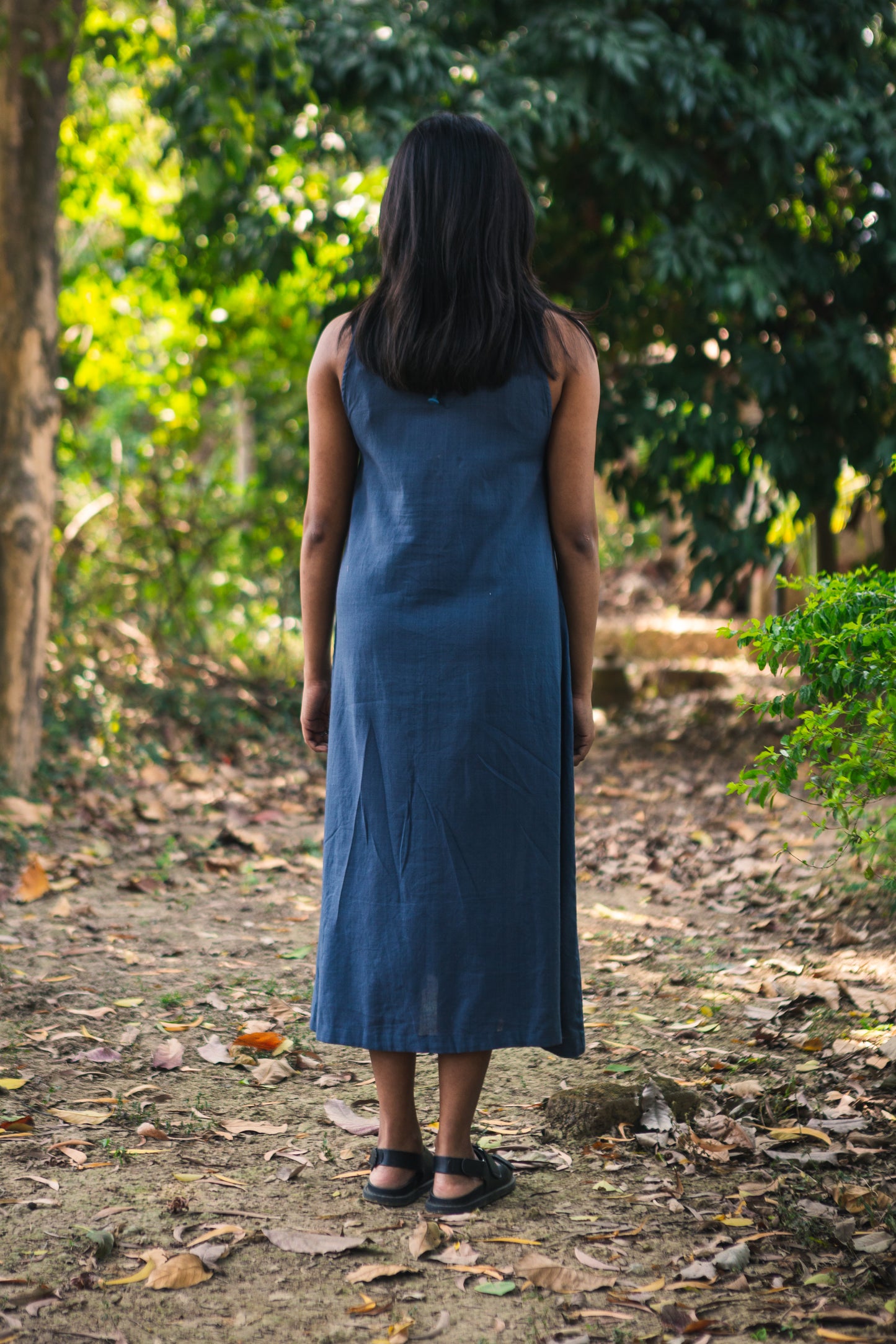 dusty blue shift dress