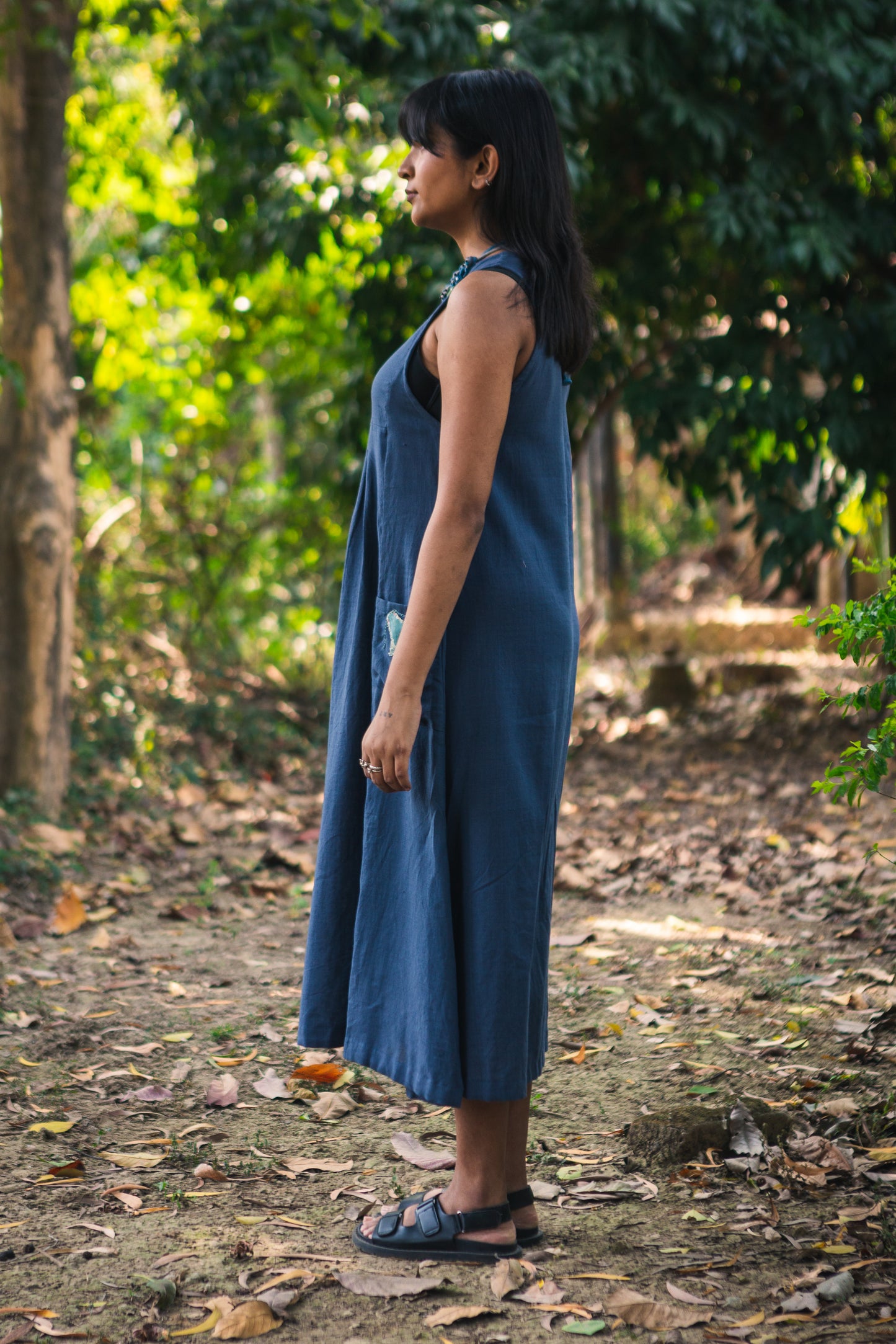 dusty blue shift dress