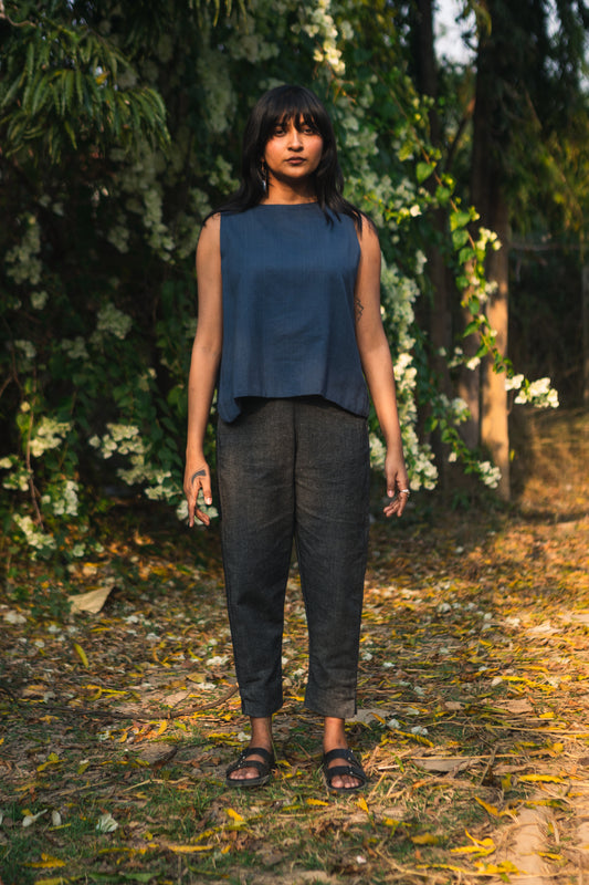 dusty blue crop top