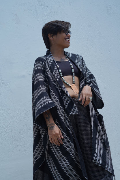 black striped kimono