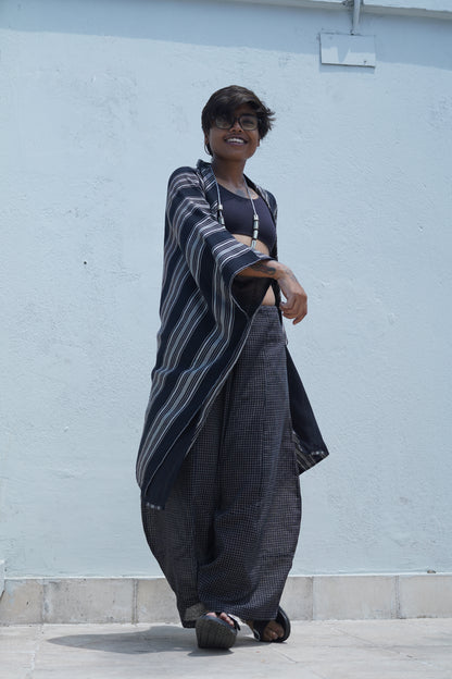 black striped kimono