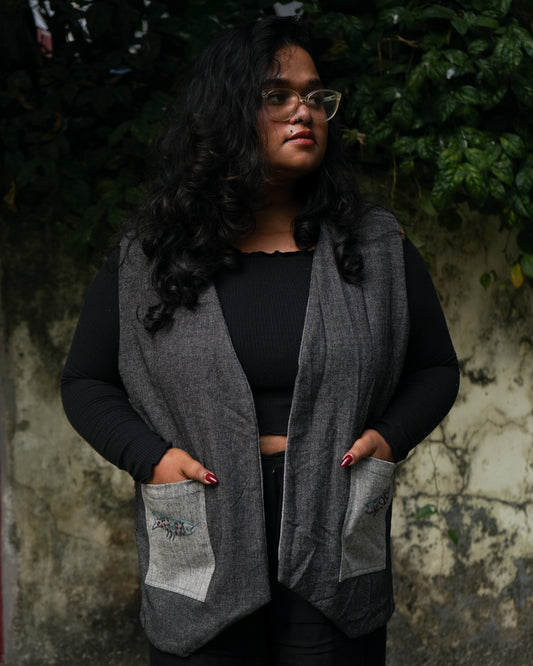 grey patchwork vest