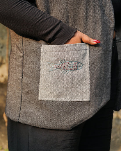 grey patchwork vest