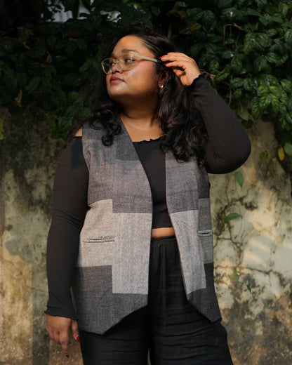 grey patchwork vest