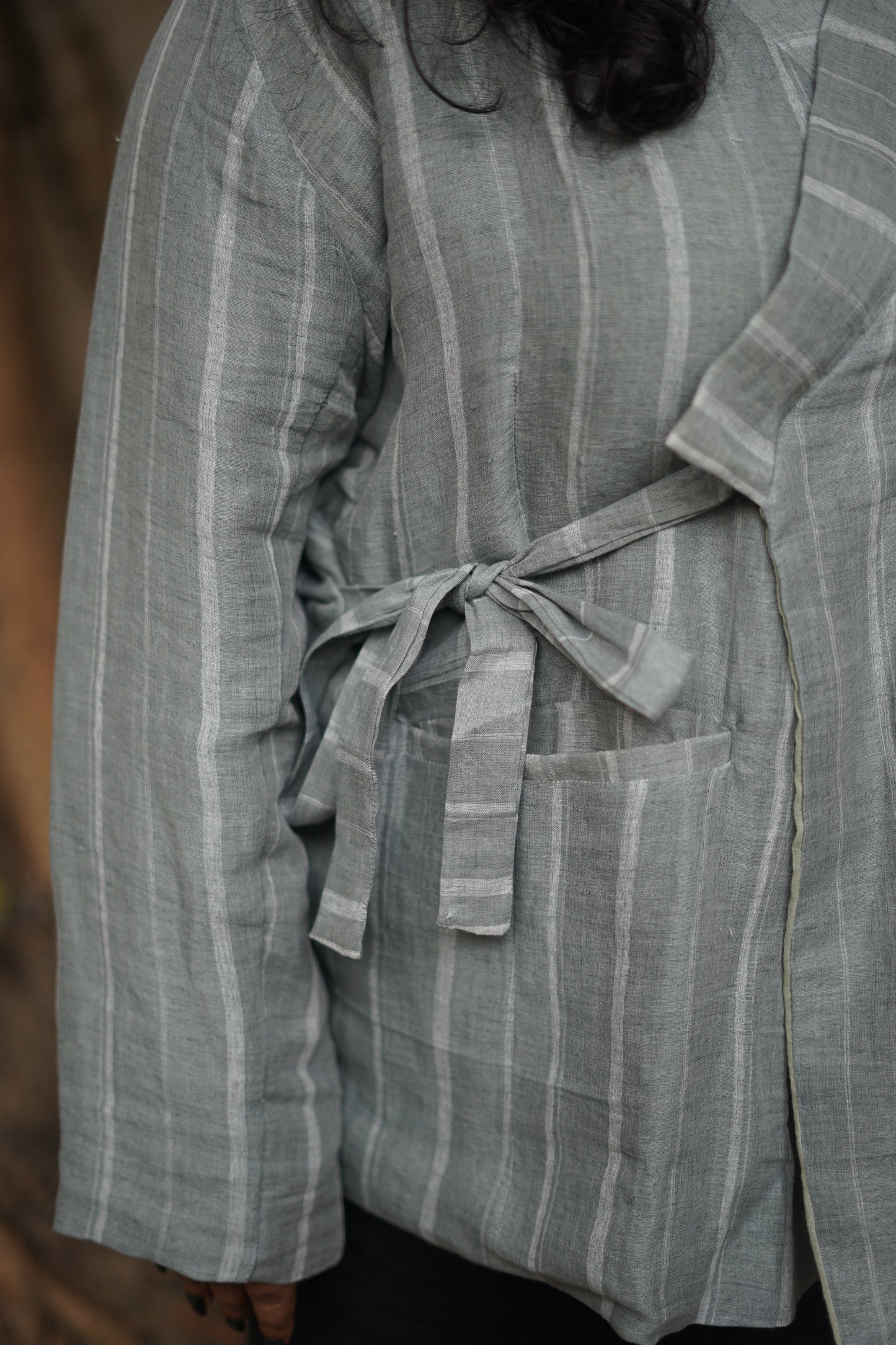 grey linen kimono