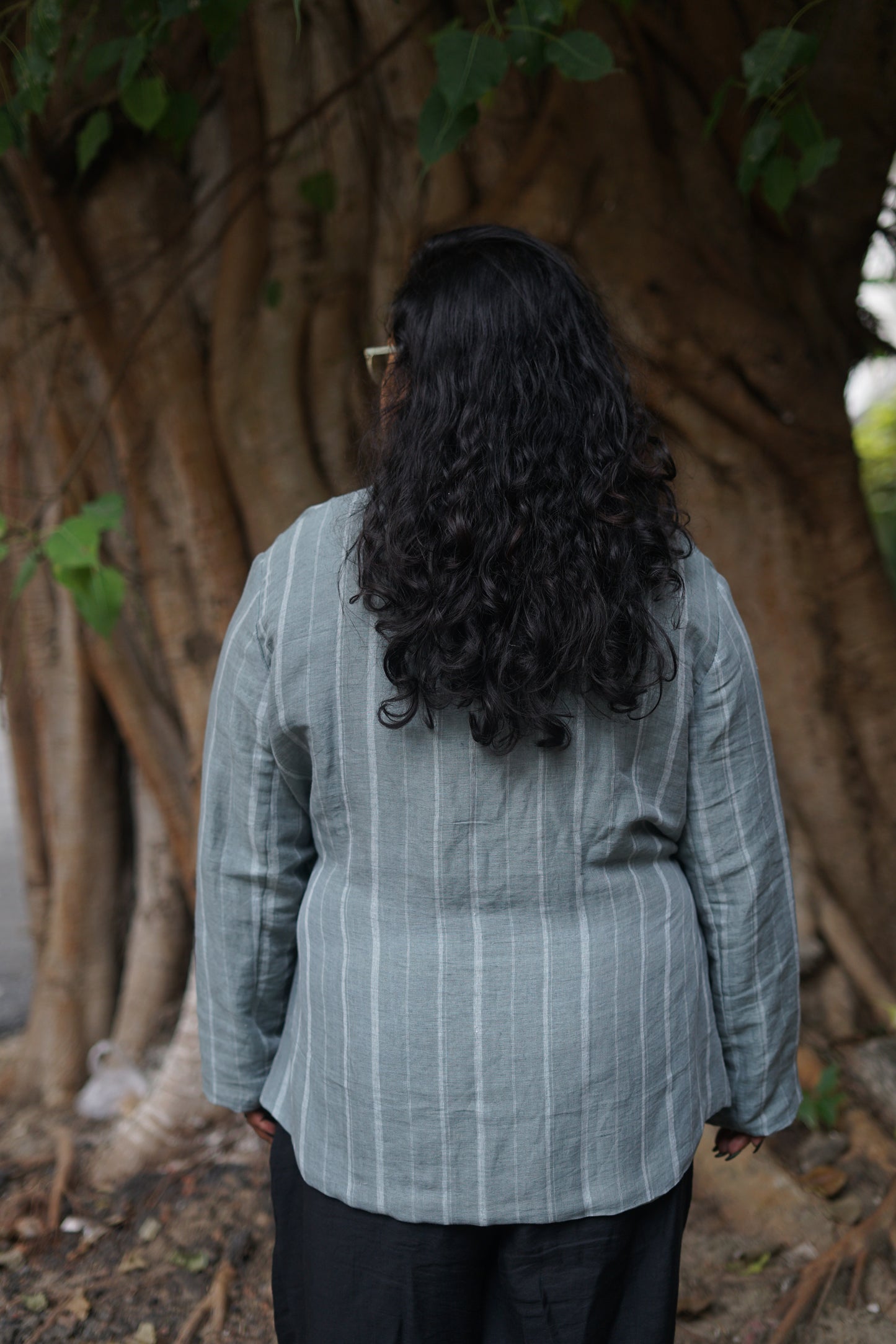 grey linen kimono