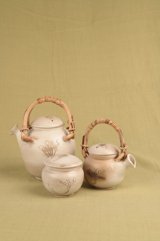 flower motif tea set