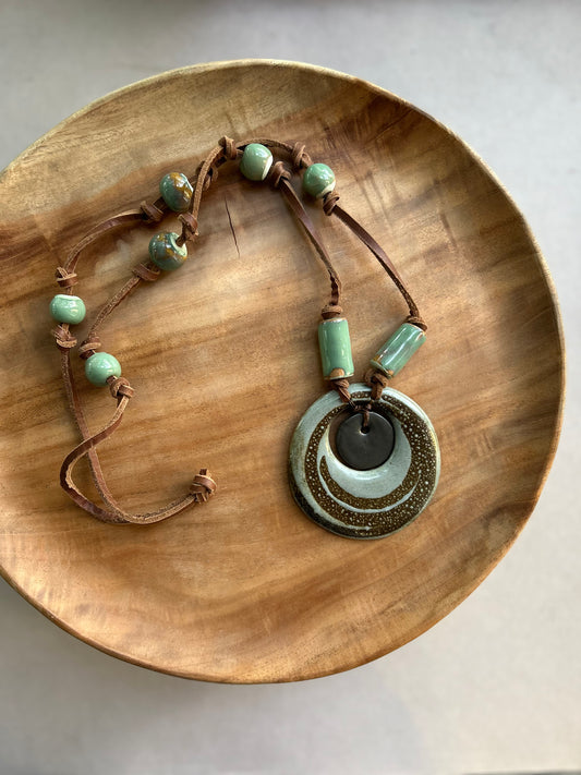 sage ceramic neckpiece