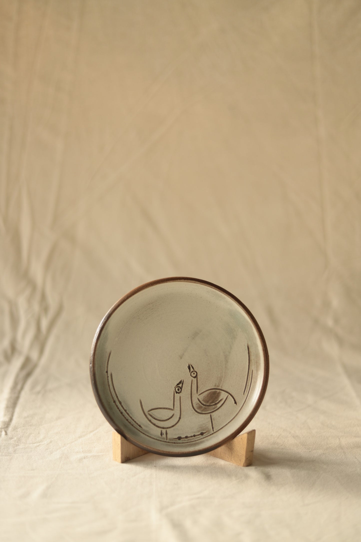 etching birds plate - choto