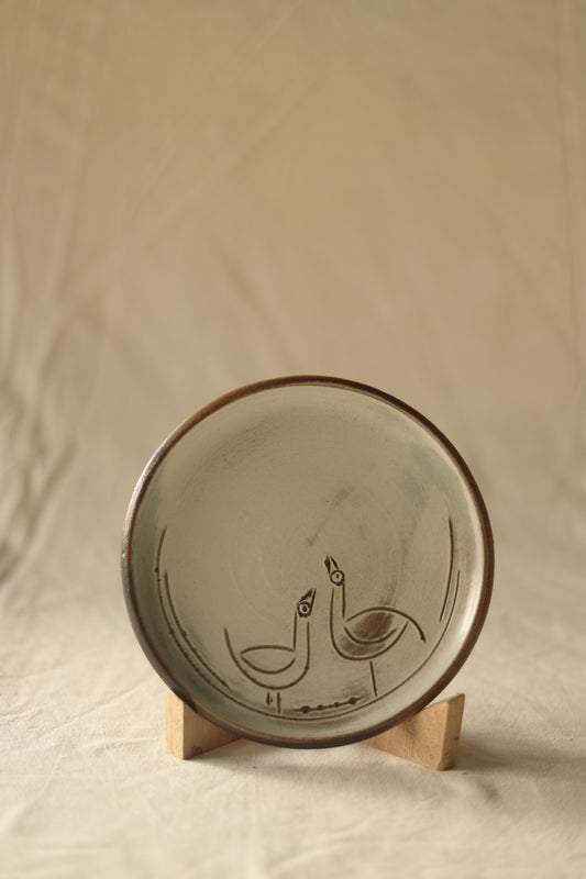 etching birds plate - choto