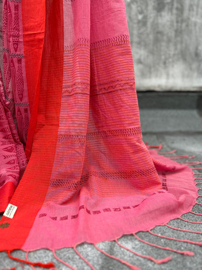 pink jhaank-parshey saree