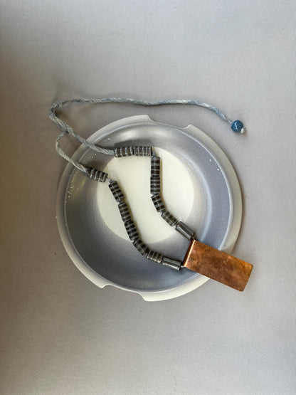 ceramic beaded copper plate neckpiece