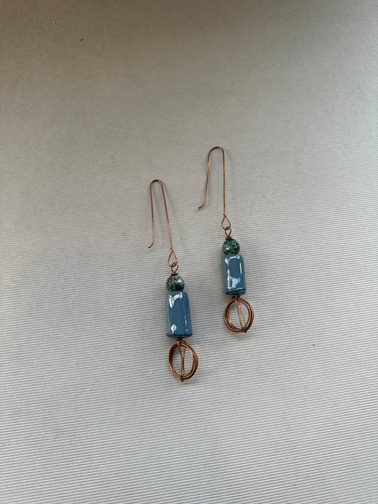 copper cera earrings