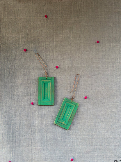 wooden dorja earrings
