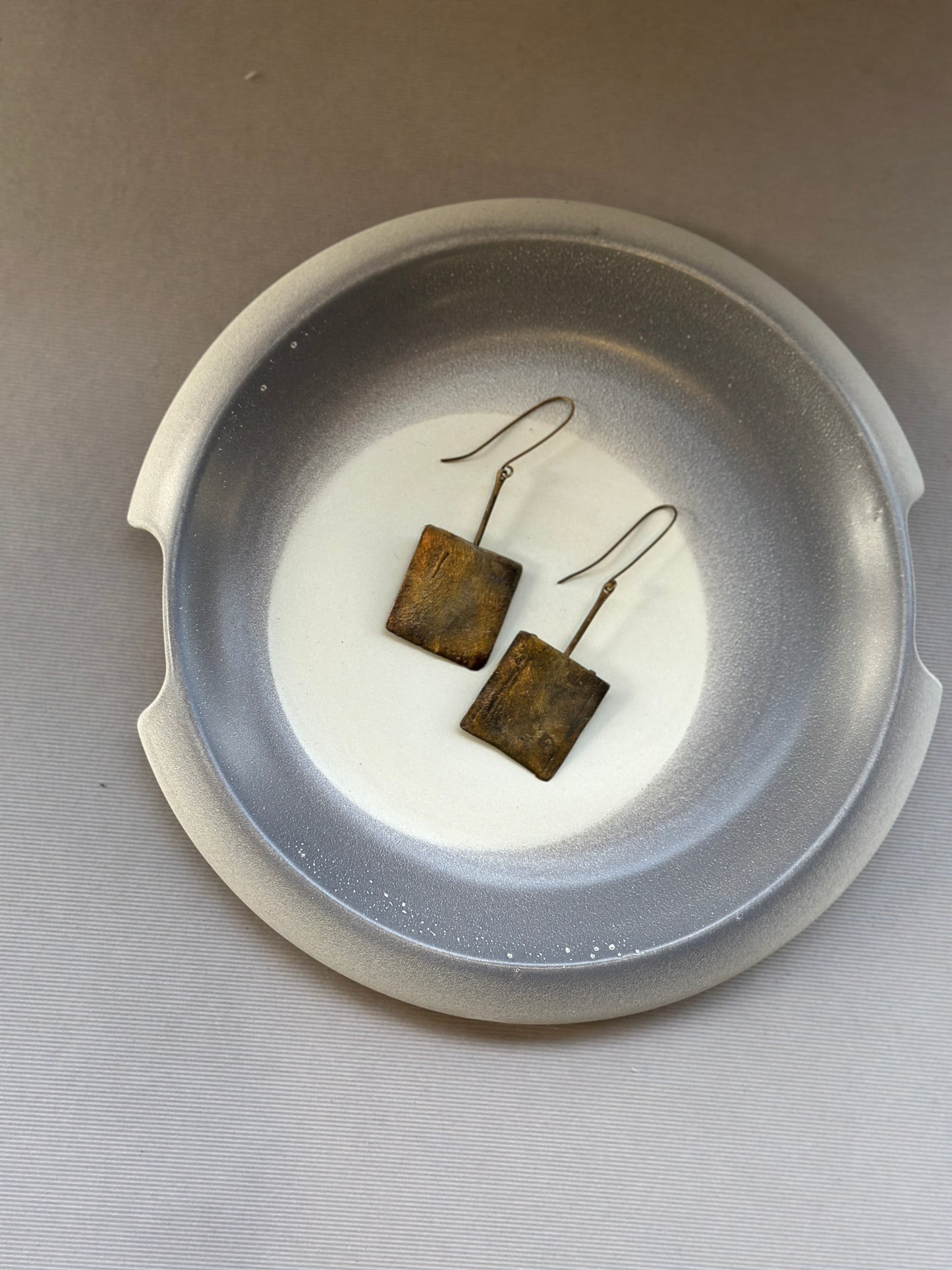 brass square drop earrings