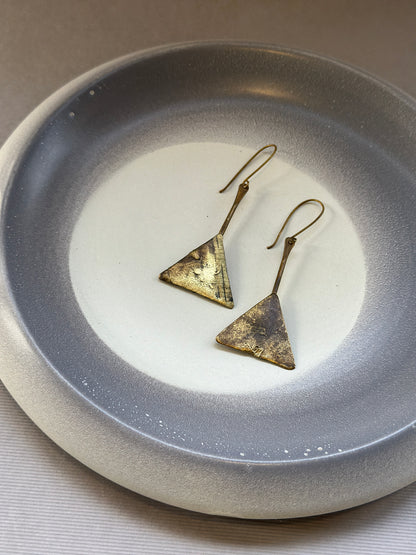 triangle brass earrings