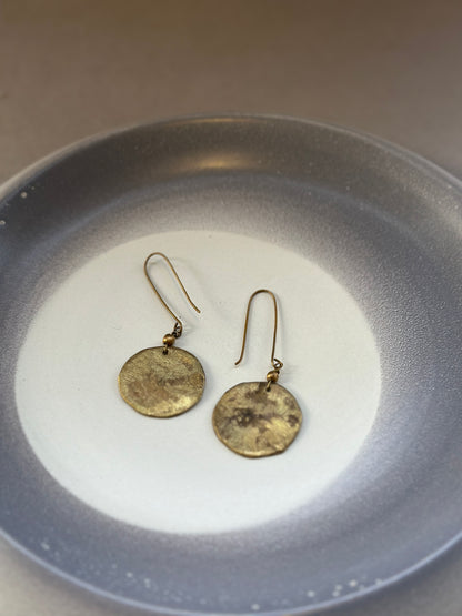 brass circle earrings
