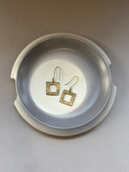 brass hollow square earrings