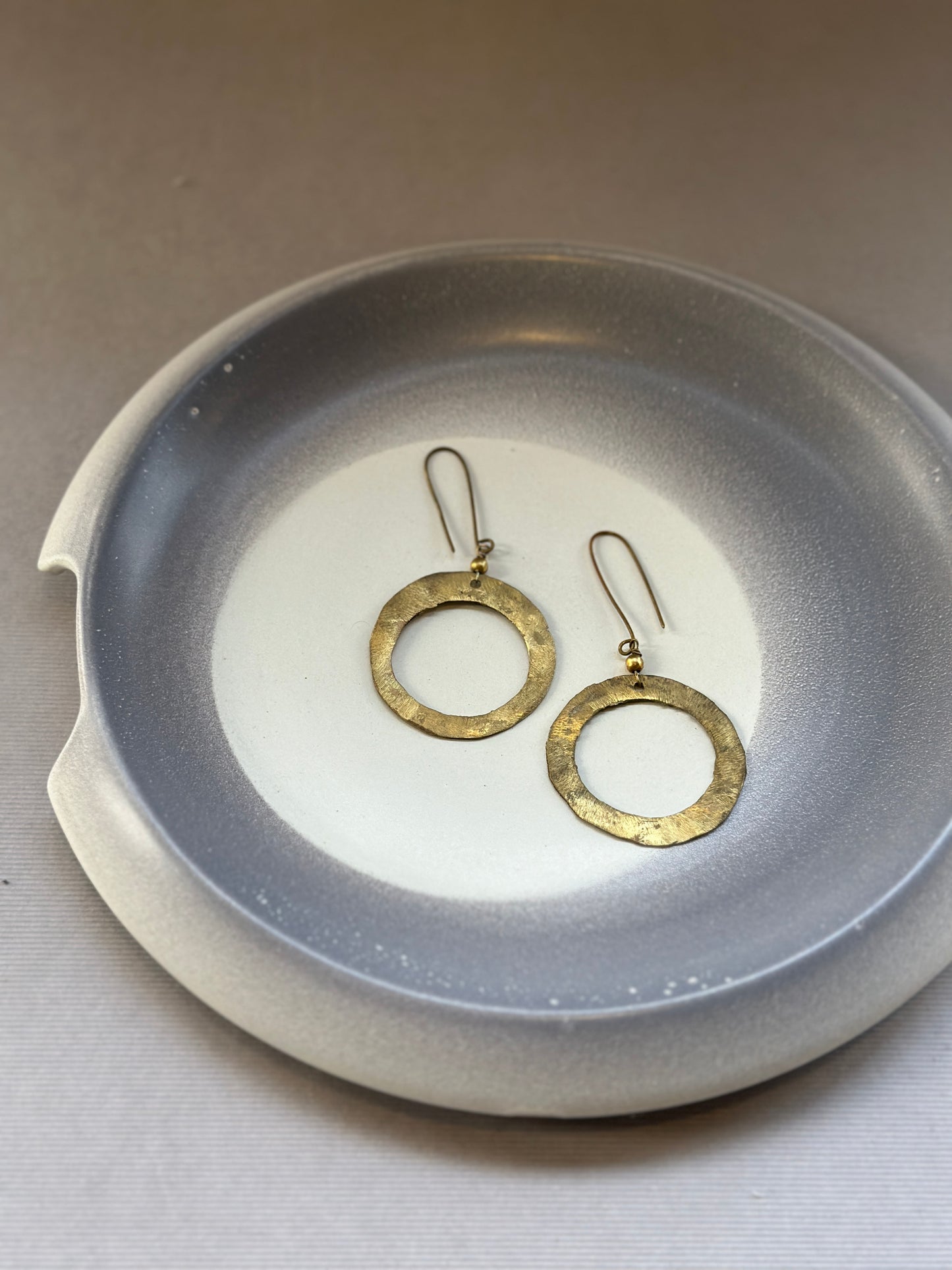 brass hollow round earrings