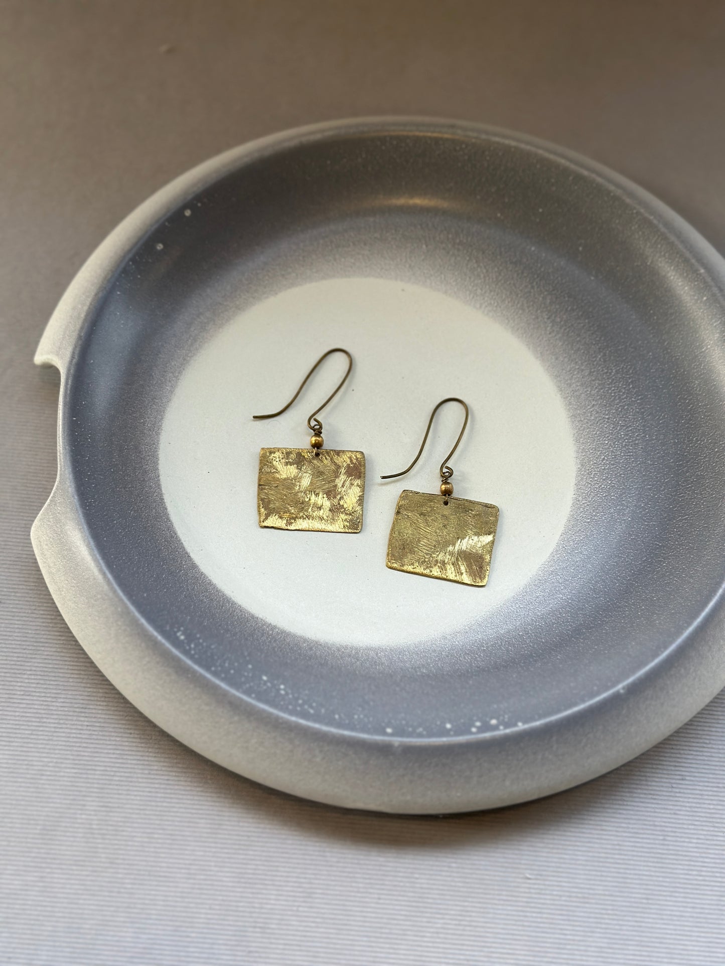 brass square earrings