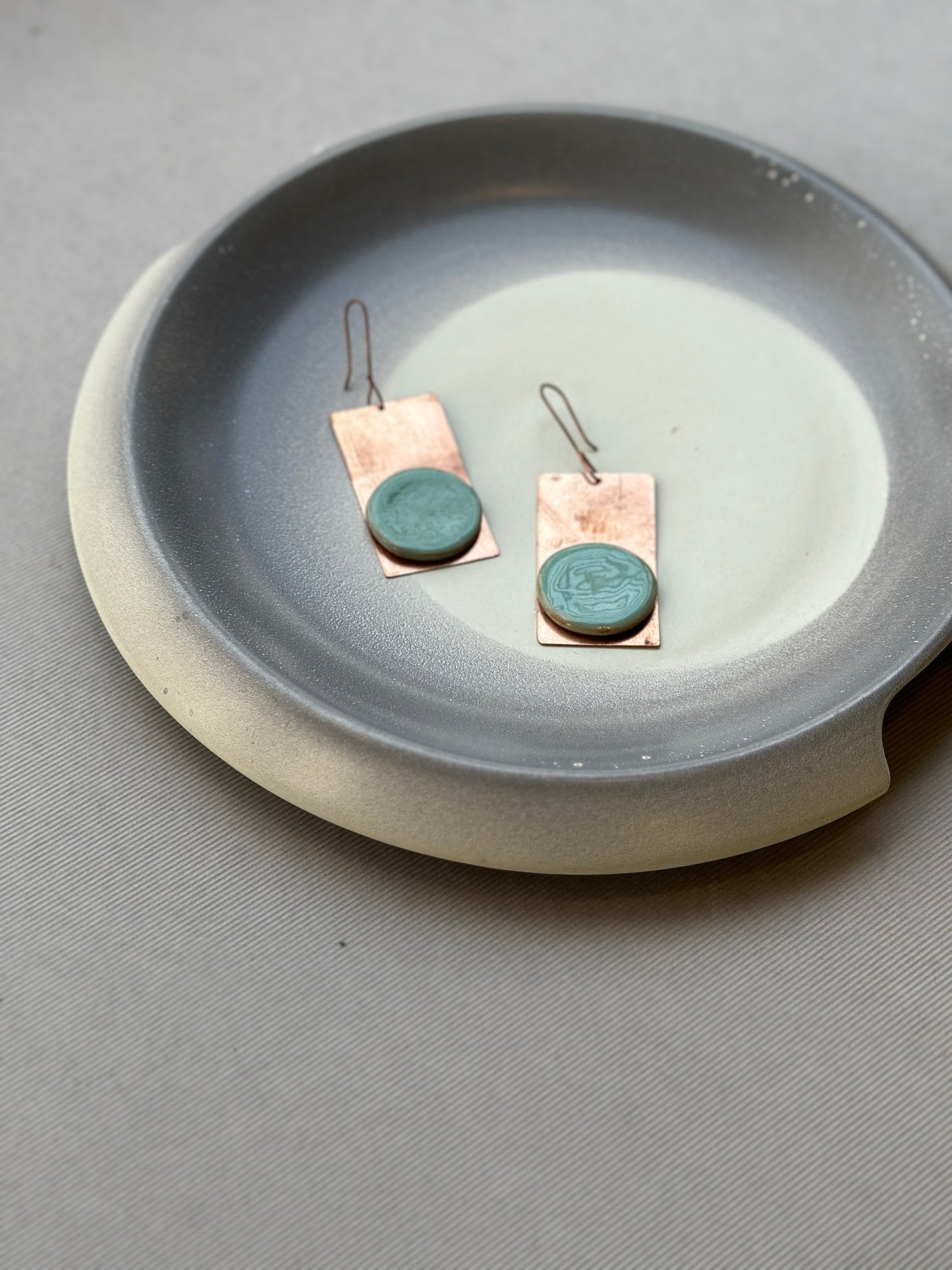 copper cera rectangular earrings