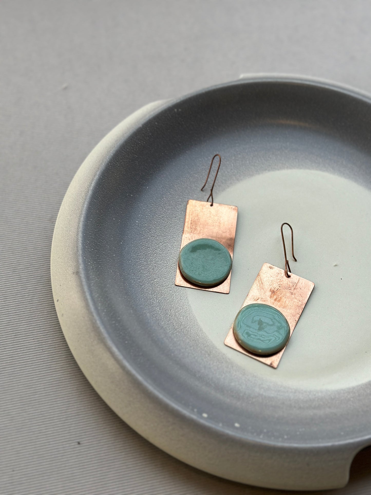 copper cera rectangular earrings