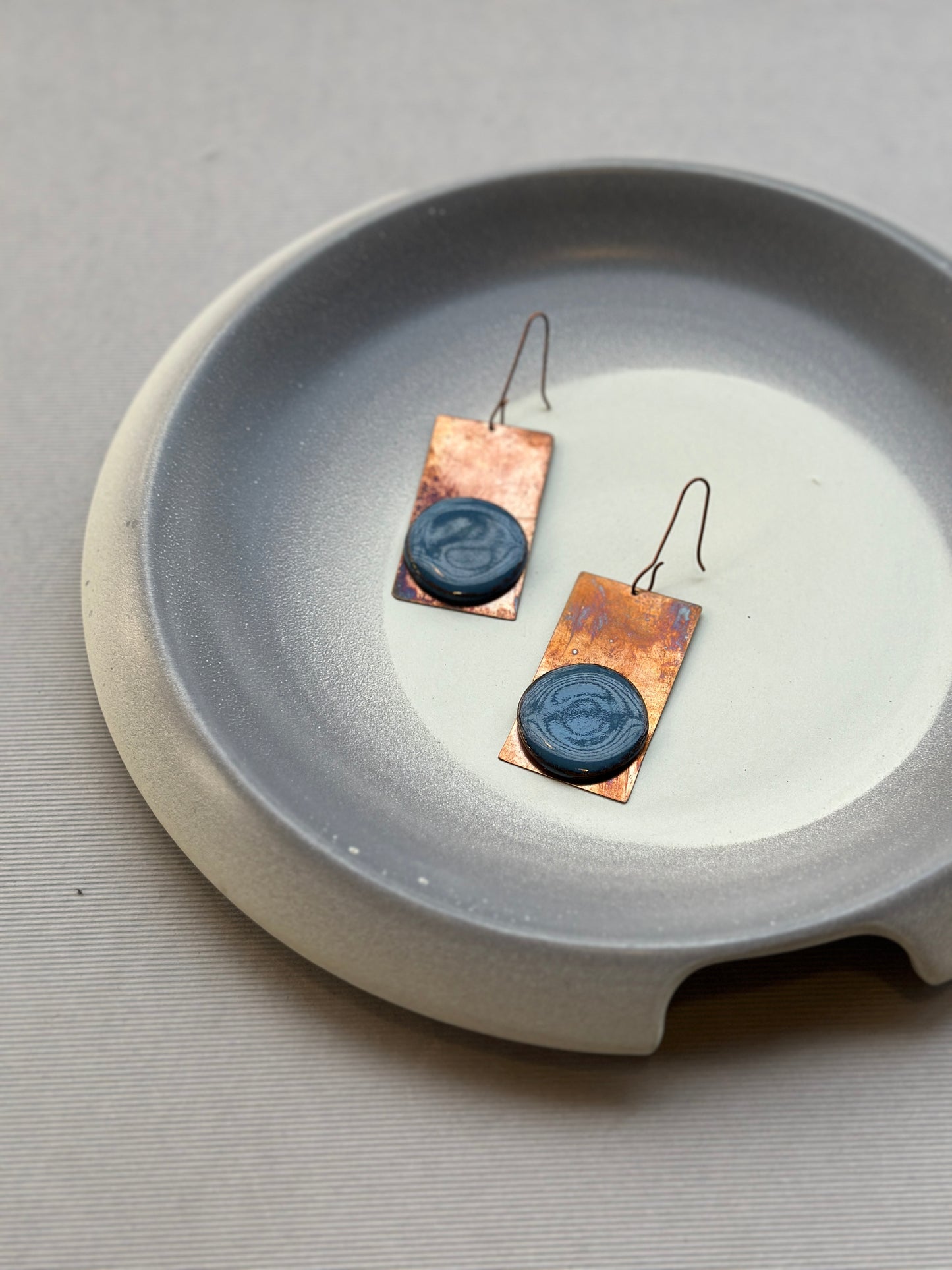 copper cera rectangular earrings