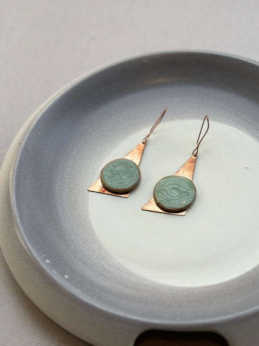 copper cera tri - earrings