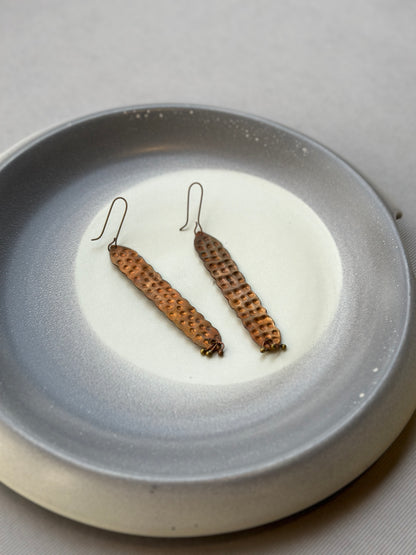 beaten copper flat earrings