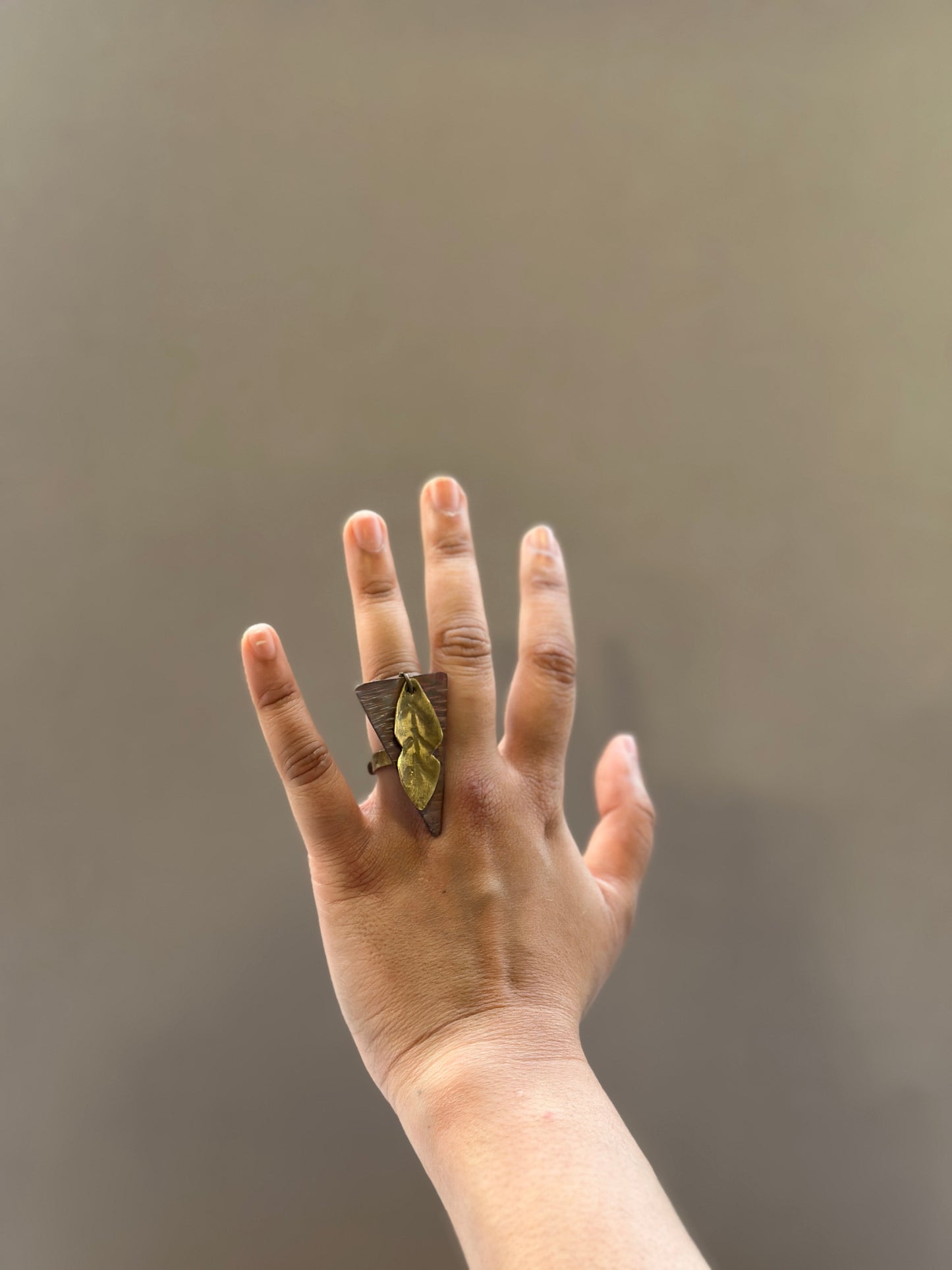 copper brass leaf ring