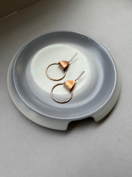 copper round earrings