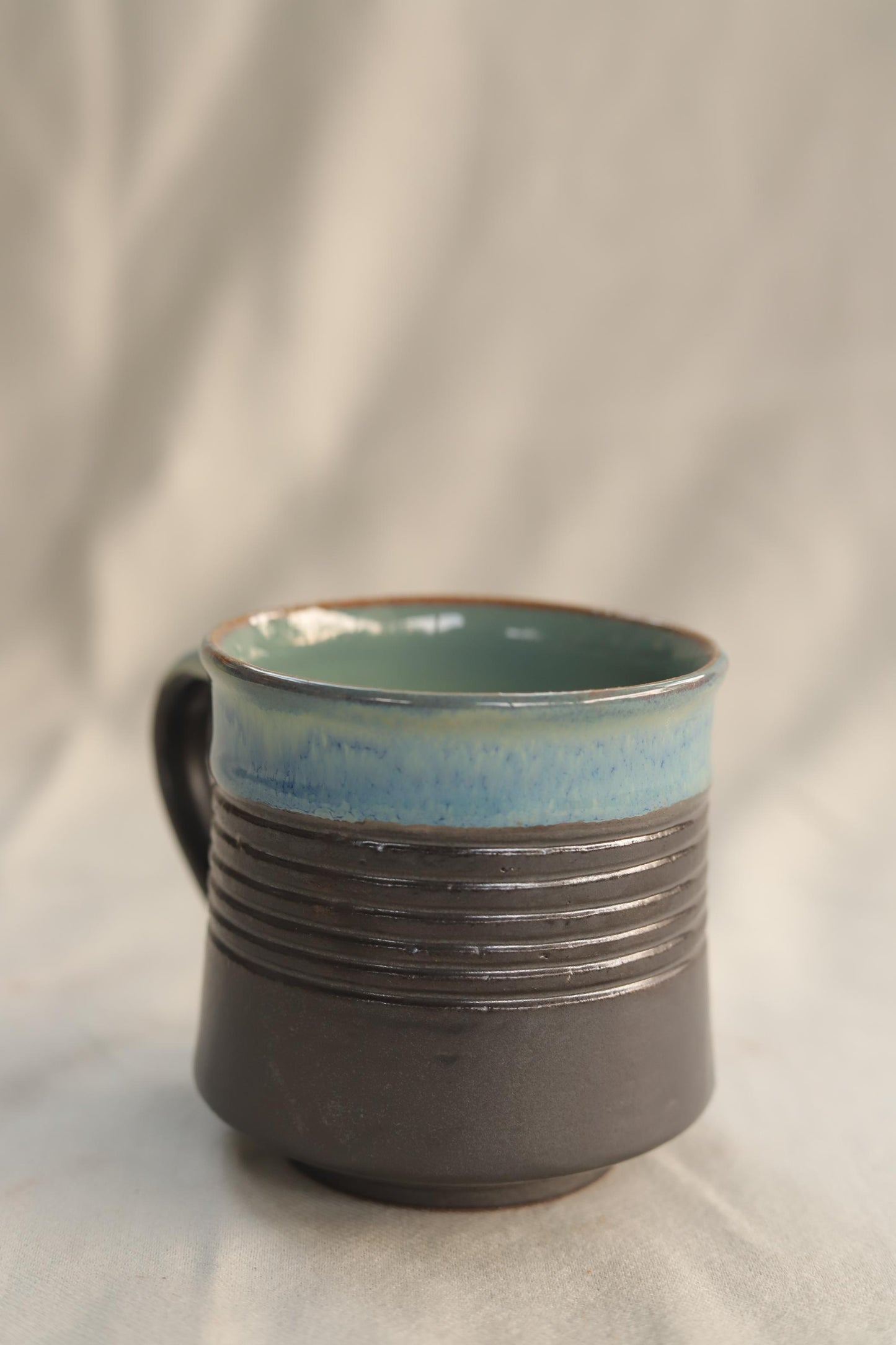 charcoal blue drip maati mug - medium / majhaari