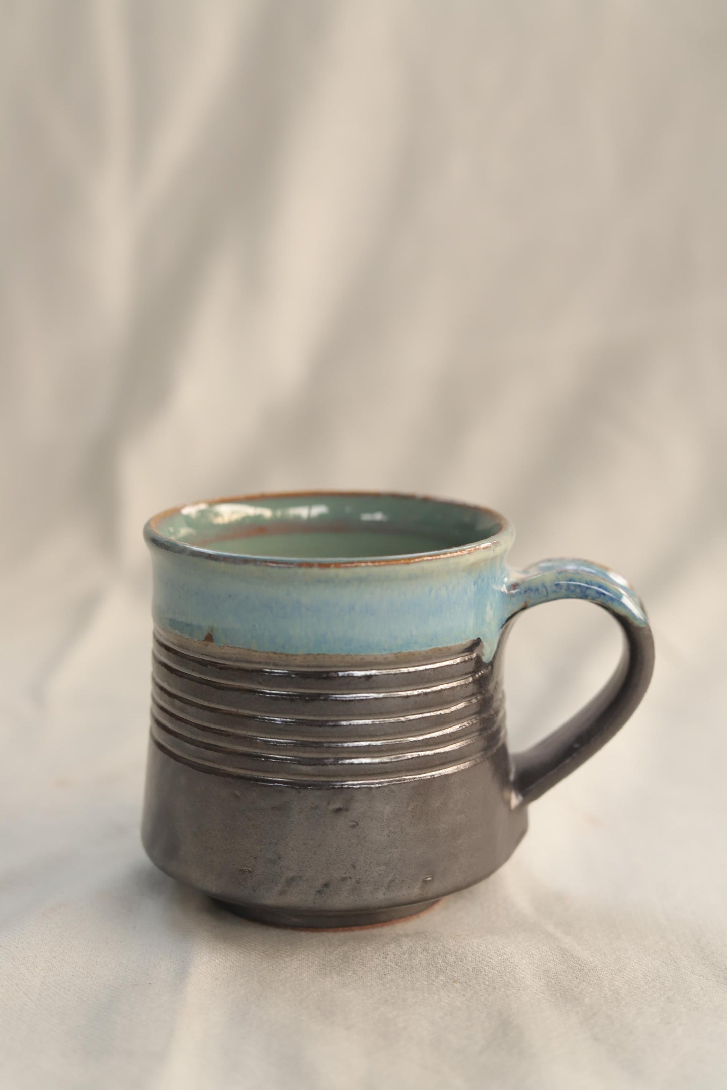 charcoal blue drip maati mug - medium / majhaari