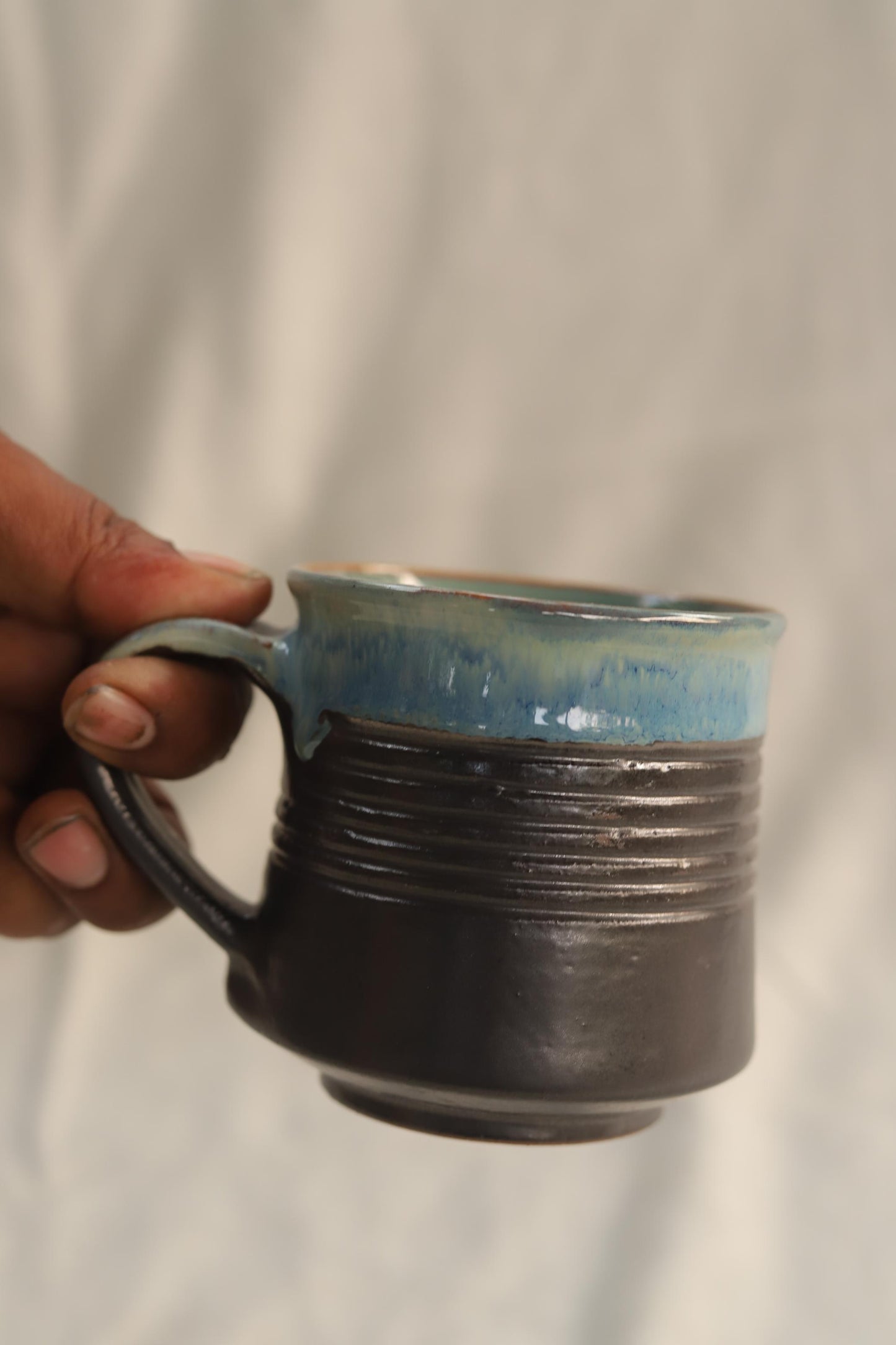 charcoal blue drip maati mug - medium / majhaari