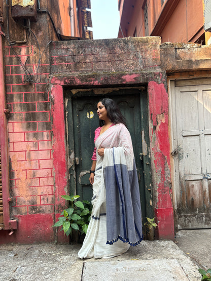 blue zari - kantha saree