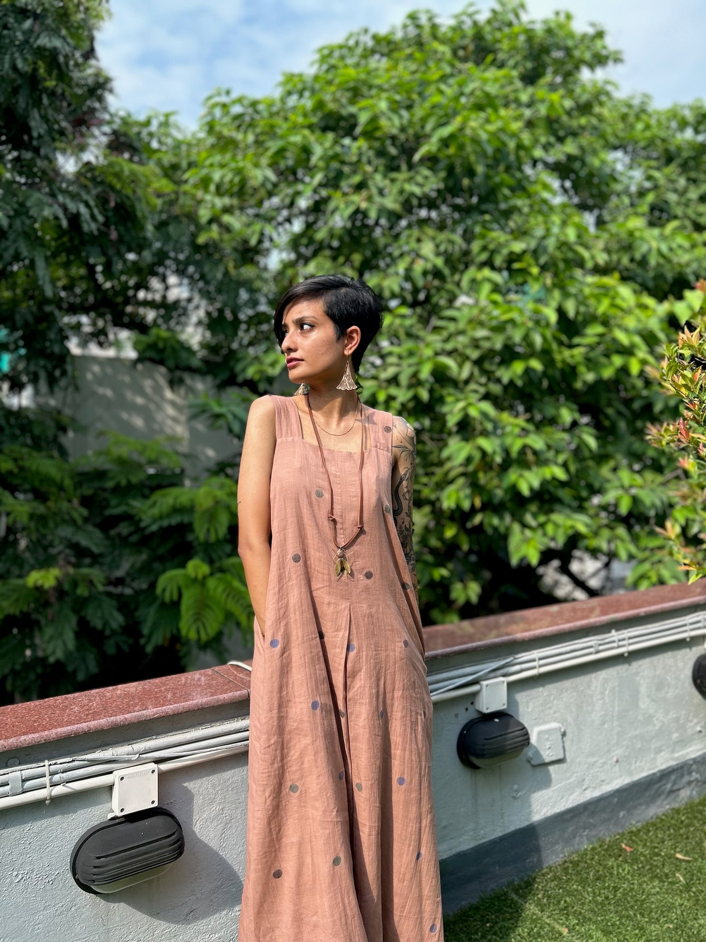 peach ice cream jamdaani dress