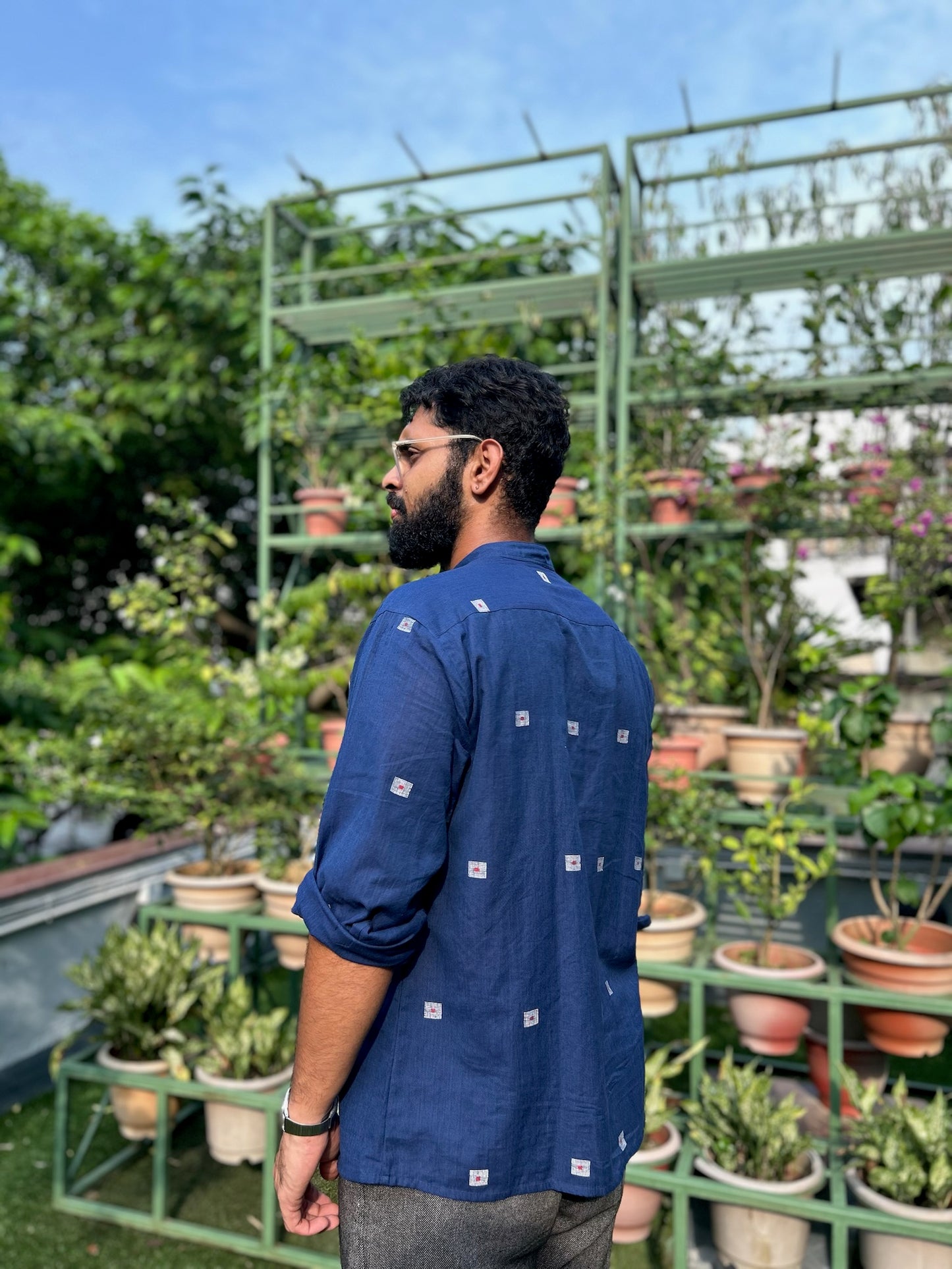 indigo jamdaani shirt